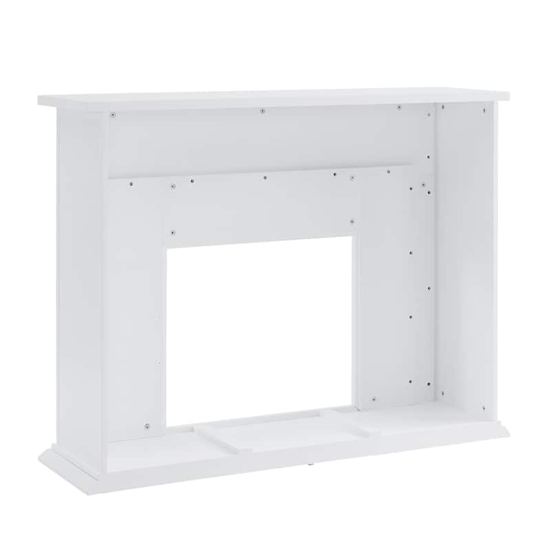SEI Furniture Heidi Contemporary Electric Fireplace with Chevron Design White Marble Mantel