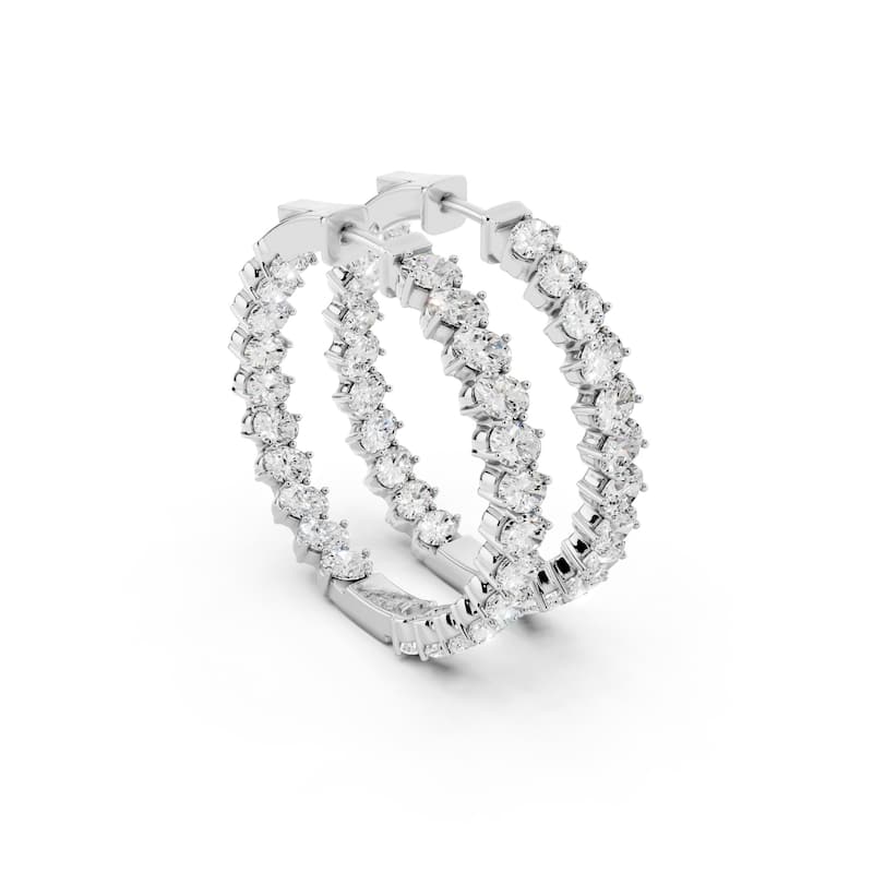 Auriya 14k Gold 4 1/3ctw Oval Hoop Lab Grown Diamond Earrings (F-G VS)