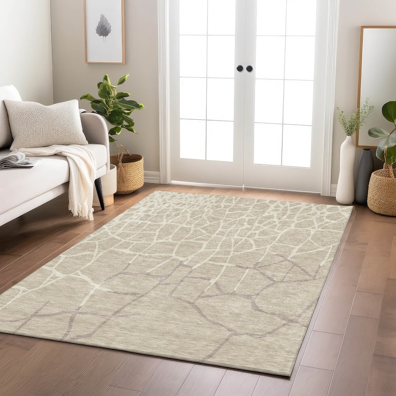 Machine Washable Indoor/ Outdoor Abstract Webby Chantille Rug