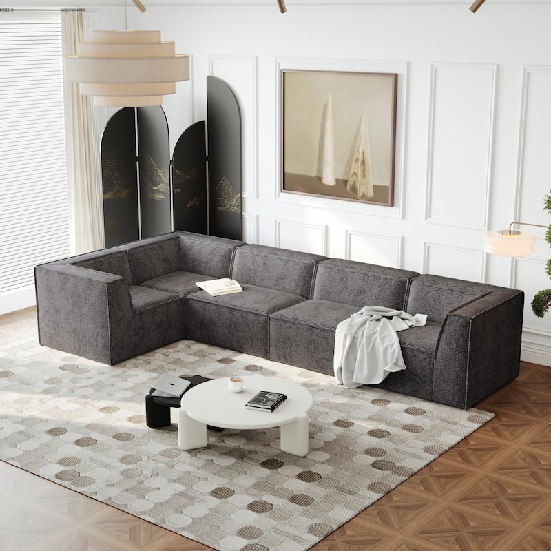 106"x106" Chenille Modular L-Shaped Sectional Sofa (5-Piece)
