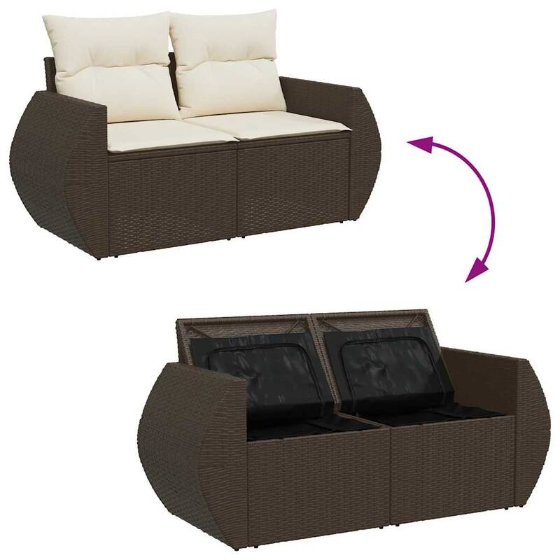 vidaXL Patio Sofa Set with Cushions Outdoor Furniture 4 Piece Poly Rattan - 21.7 x 21.7 x 14.6