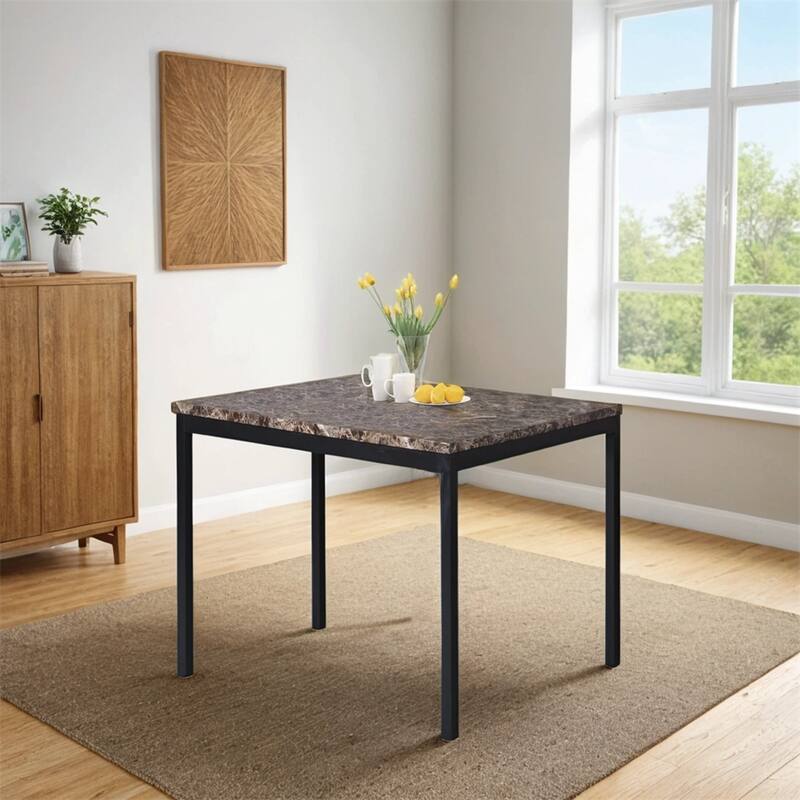 Metal Counter Height Dining Table with Laminated Faux Marble Top