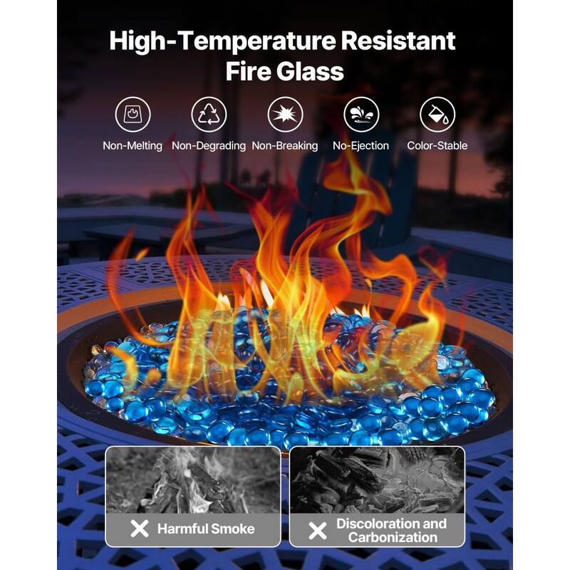 Caribbean Blue Fireproof Fire Glass Beads Heat Resistant 20 lbs - 3/4 inch