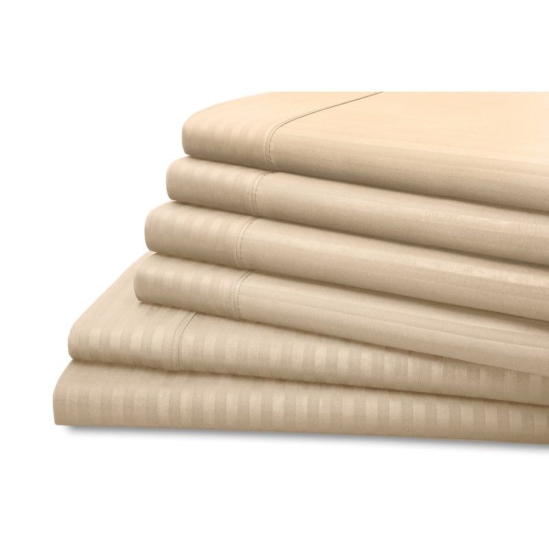 Hotel New York 6-Piece Dobby Stripe Sheet Set - Full - Ivory