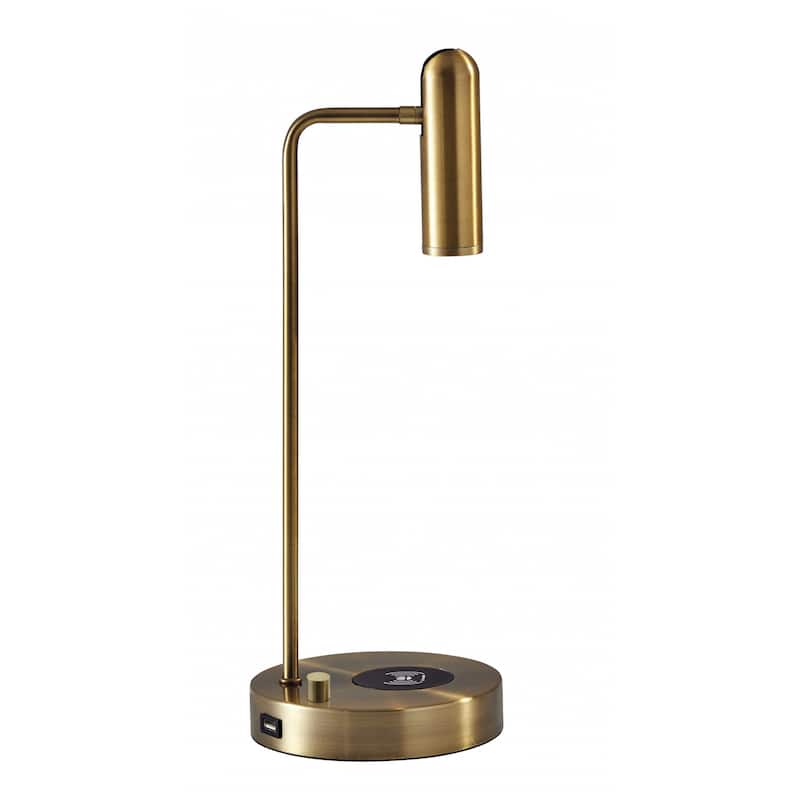 Ultra Sleek Brass Metal LED Desk Lamp - 6 x 8 x 16.5