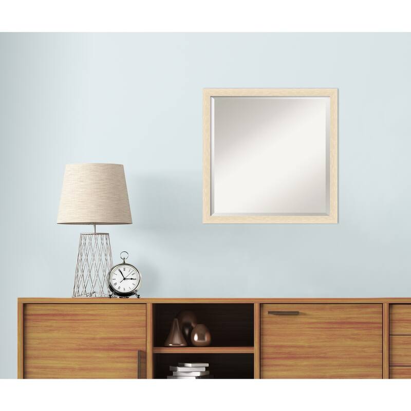 Woodgrain Stripe Beveled Wood Framed Wall Mirror