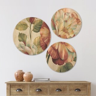Designart 'Romantic Dark Rose Blossing Flowers' Floral Wood Wall Art ...