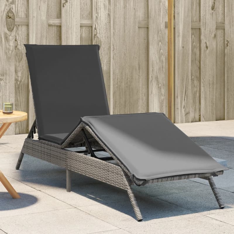 vidaXL Sun Lounger with Cushion Daybed Chaise Lounge Patio Furniture Poly Rattan - 23 x 79 x 33.5