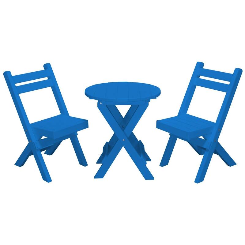 Poly Lumber Coronado Round Folding Bistro Set - Blue