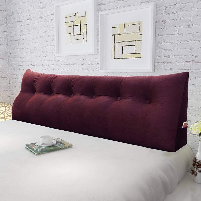 WOWMAX Bed Rest Reading Wedge Headboard Pillow Velvet Red