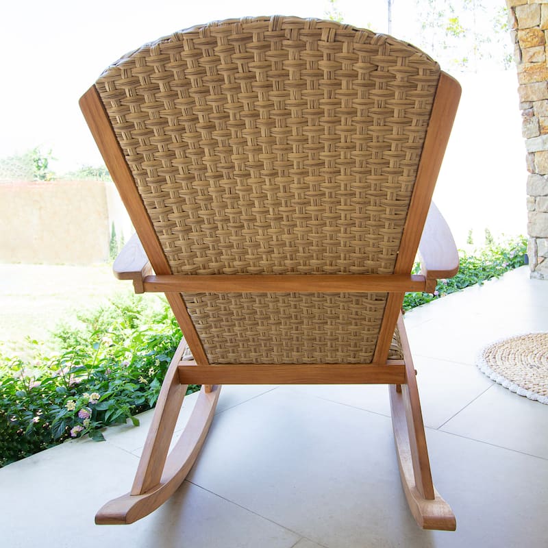 Cambridge Casual Camden Teak Outdoor Rocking Chair with Padded Woven Seat
