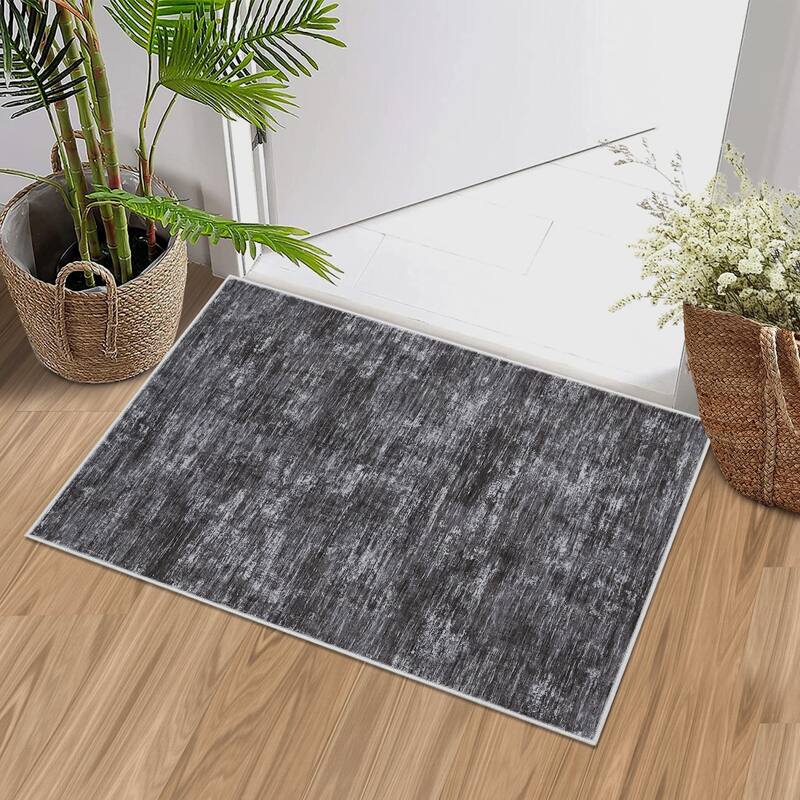 Rugs for Living Room Modern Abstract Area Rug Non-Slip Low Pile Accent Rug Soft Foldable Solid Rug