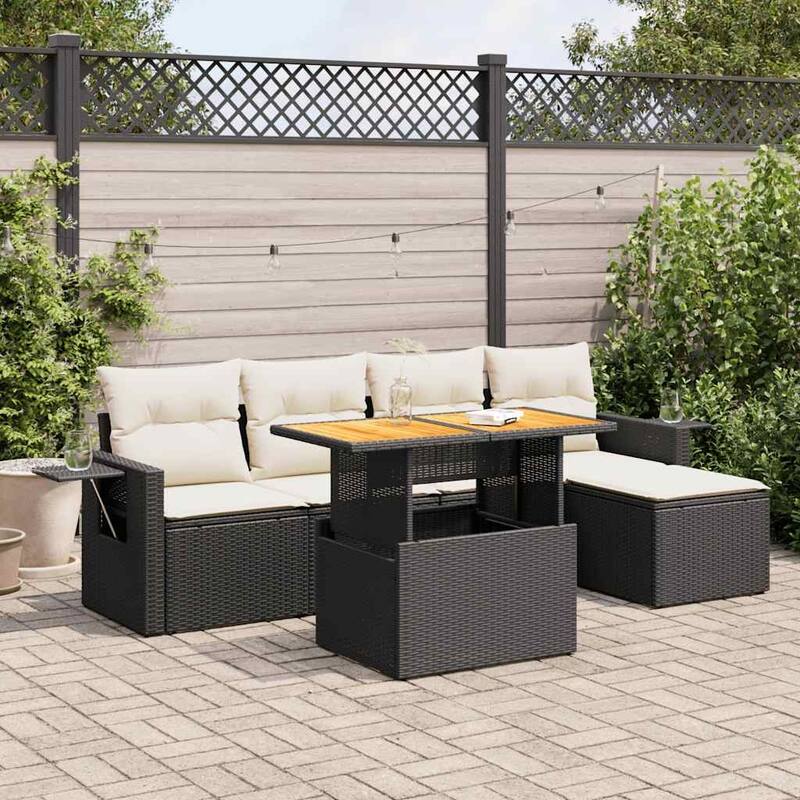 vidaXL Garden Sofa Set Black - 21.7 x 39.4 x 28.7