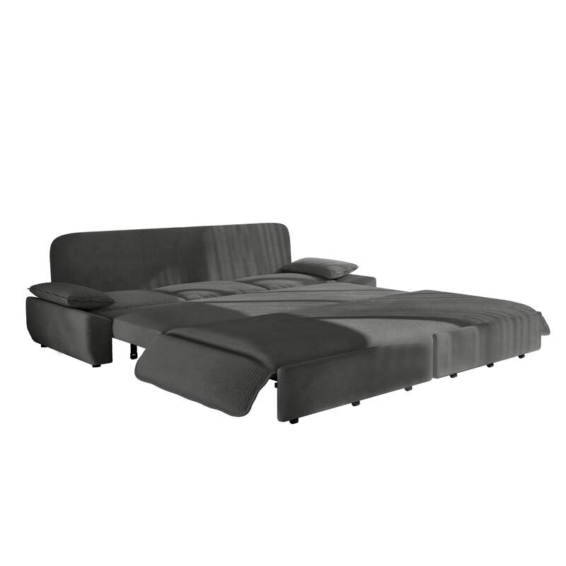 94.5" King Size Corduroy Sleeper Sofa with Pull-Out Bed, 3-in-1 Convertible Design