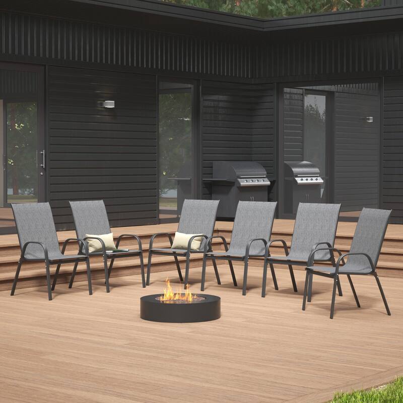 Patio Textilene Dining Chairs Set of 2/4/6/8, Outdoor Stackable Dining Chairs for Backyard, Patio Sling Chairs