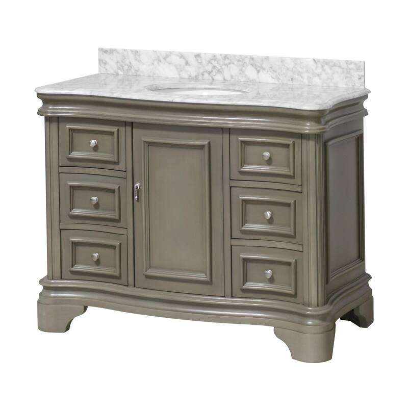 KitchenBathCollection Katherine 48" Bathroom Vanity with Carrara Marble Top