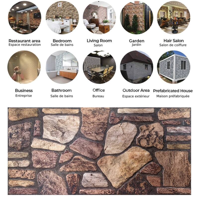 Dundee Deco Mahogany Brown Faux Stone 3D Wall Panels, Styrofoam Facing