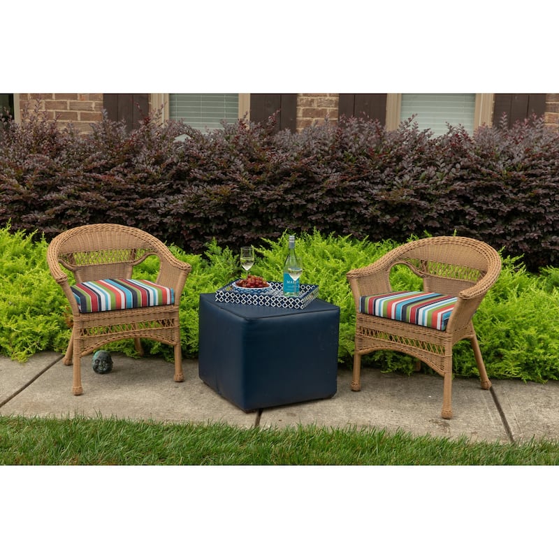 Sunbrella® Stripe Fabric 1-Piece Indoor/Outdoor Wicker Seat Pad, 18"W x 18"L