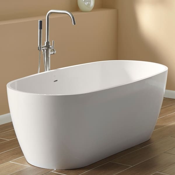 Shop Mirabelle Mirocfs6632 66 Free Standing Soaking Tub With Center Drain White Overstock 22061345