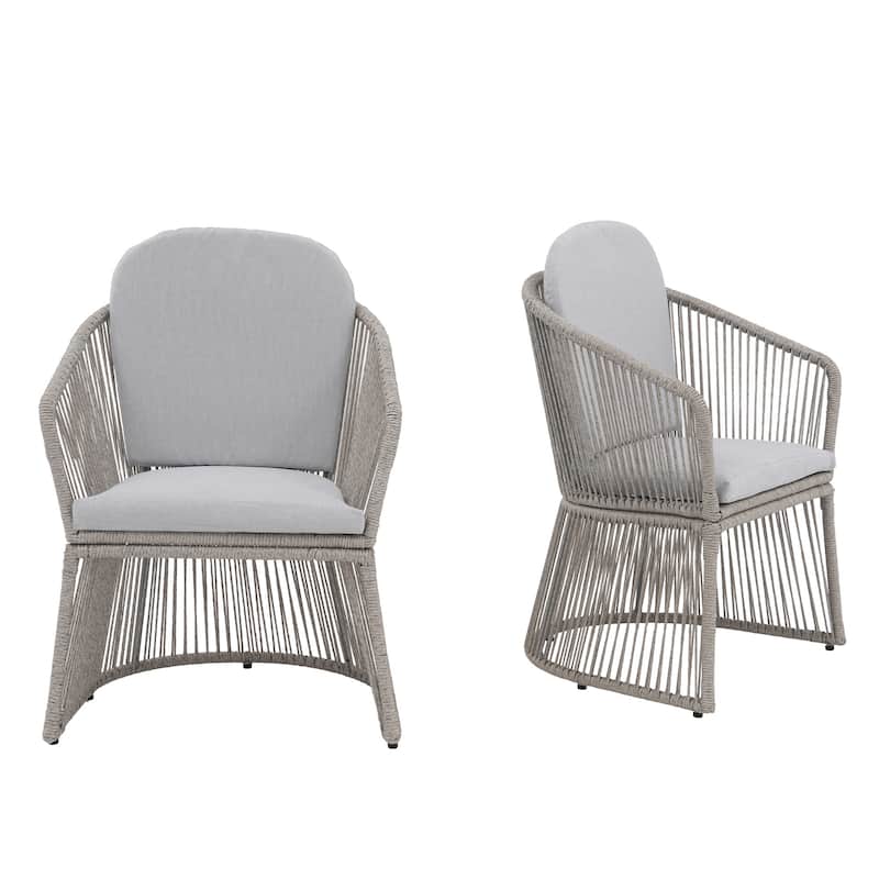 Outdoor 2-piece Steel Dining Chair with Cushion