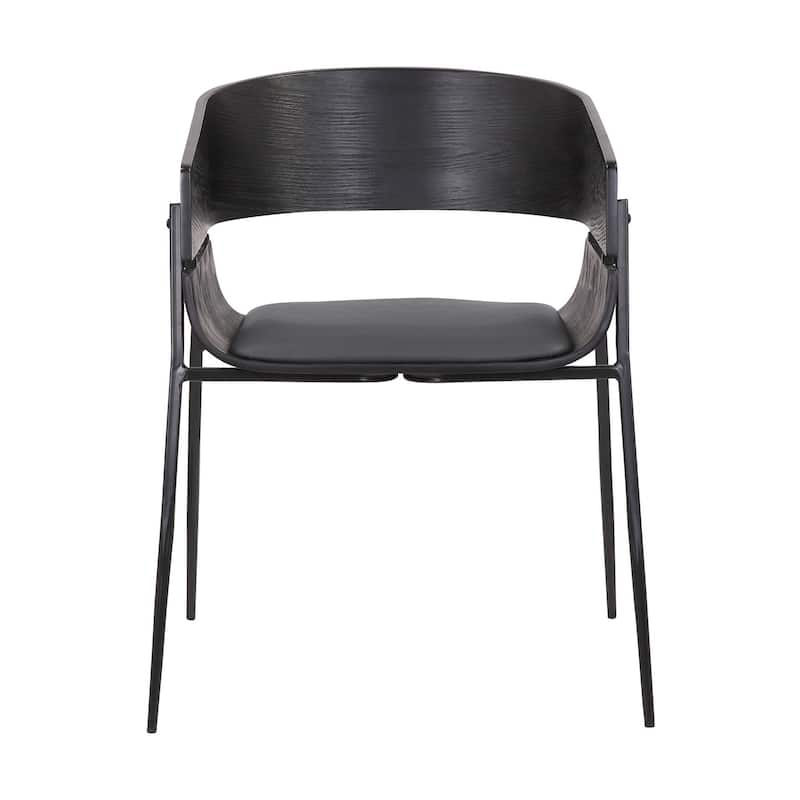 Black/Black Faux Leather Upholstered Metal Frame Dining Chair, Set of 2, Sturdy Dining Chair for Dining Rooms - 20.5