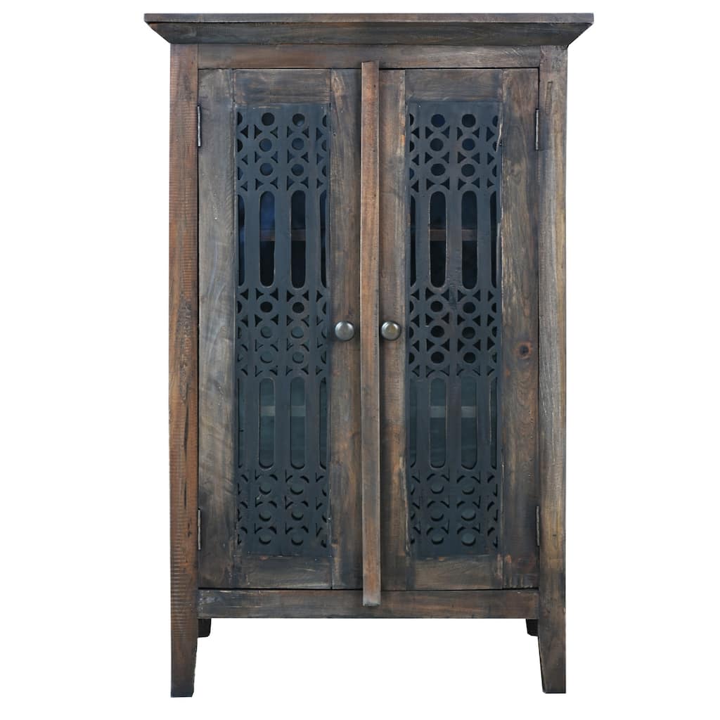 2-Doors Distressed Raftwood Accent Cabinet - 42" - Brown and Black