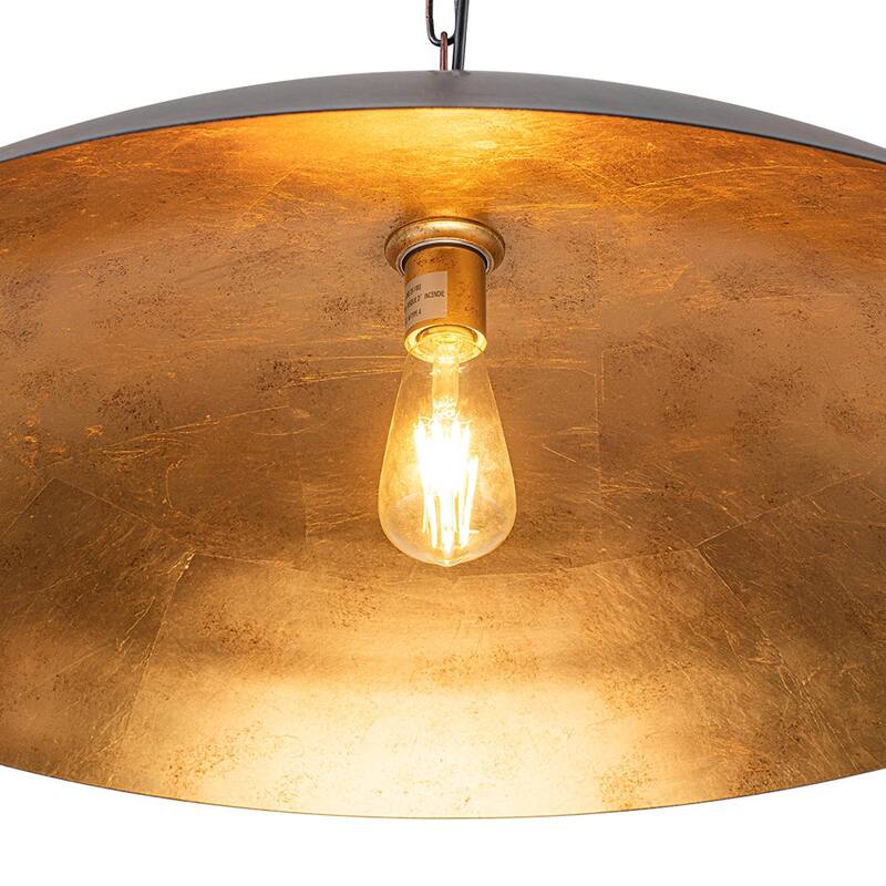 1-Light Black Gold Oversized Metal Dome Pendant Light - 27in