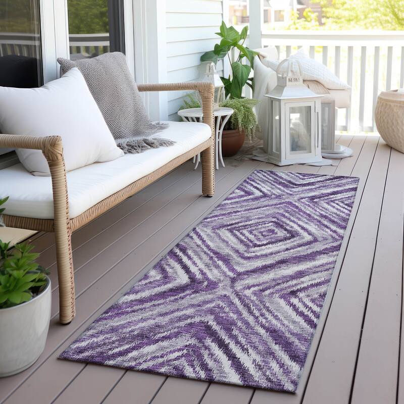 Machine Washable Indoor/ Outdoor Chantille Moroccan Boho Contemporary Rug - Purple - 2'3" x 7'6"
