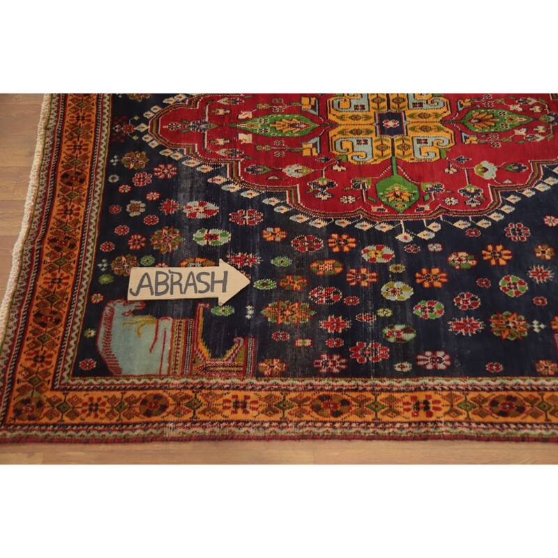 Hand Knotted Oriental 100% Wool Carpet Traditional Tribal Navy Blue & Blues Kashkoli Area Rug - 4' 8'' X 4' 5''