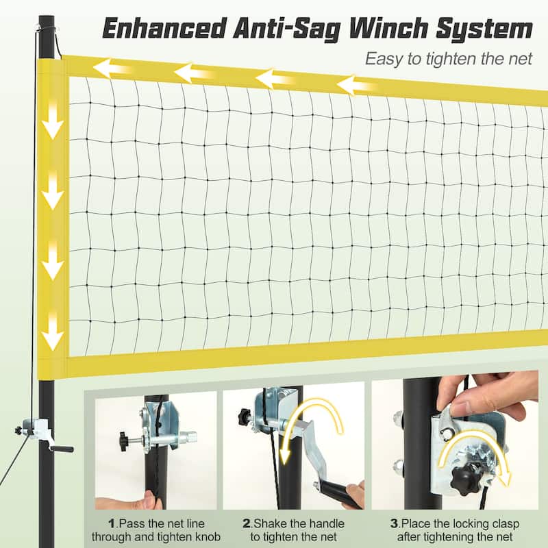 Gymax Portable Outdoor Volleyball Net Set Height Adjustable Poles