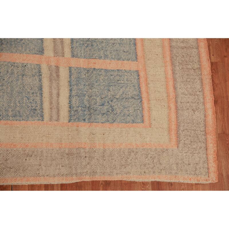 Hand Woven Oriental 100% Jute Carpet Southwestern Modern Navy Blue & Blues Kilim Area Rug - 11' 5'' X 9' 8''