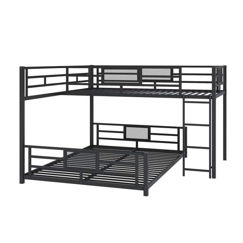 L-shaped Metal Twin over Full Size Bunk Bed