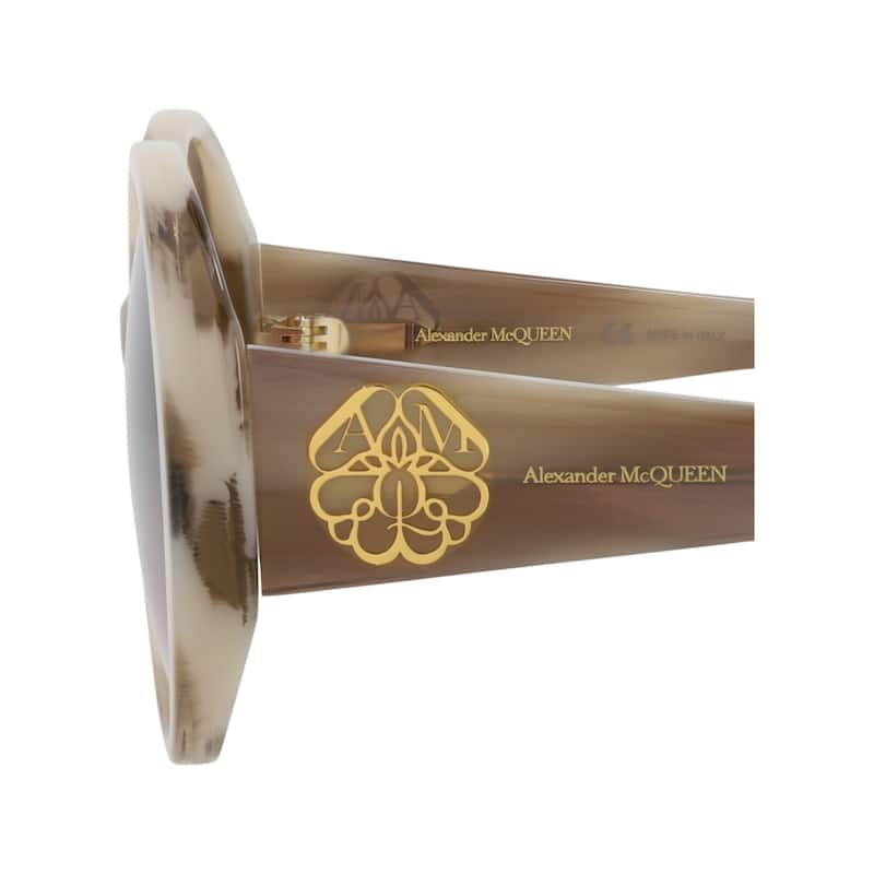 Alexander McQueen Round-Frame Acetate Sunglasses - Ivory Ivory Brown - NS