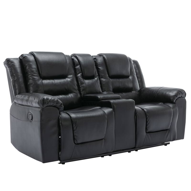2 Seater Home Theater Recliner Manual Recliner Chair with a Storage Box and Two Cup Holders for Living Room,Bedroom