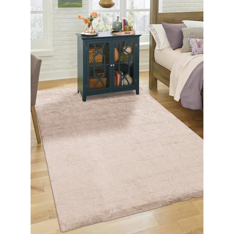 ECARPETGALLERY Hand Loomed Kashkuli Gabbeh White Viscose Rug - 5'4 x 7'8