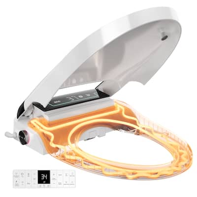 Electronic Toilet Elongated Bidet Seat with Advanced Cleaning Mode Dual Nozzles
