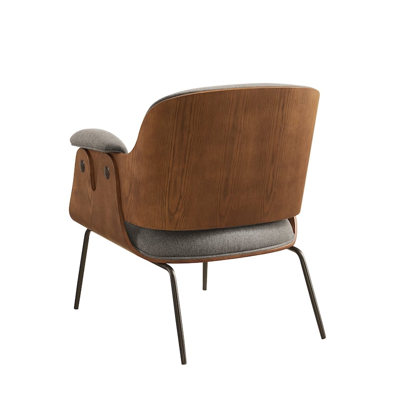 Art Leon Mid-Century Modern Fabric and Wood Accent Arm Chair