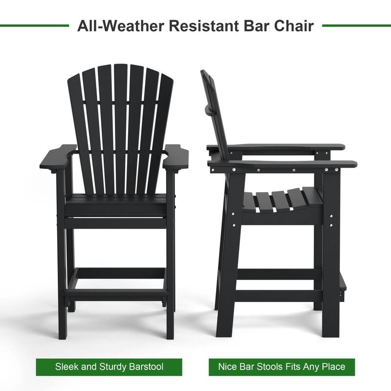 Patio Bar Stools Adirondack Arm Chairs Set of 2, 3 colors
