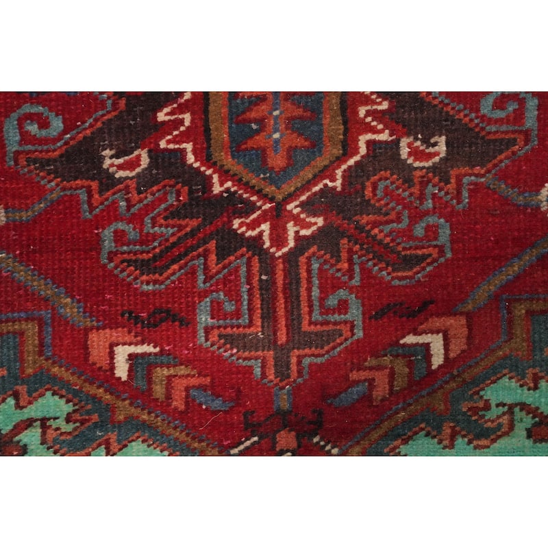 Hand Knotted Oriental 100% Wool Carpet Traditional Medallion Red Heriz Area Rug - 11' 1'' X 9' 6''