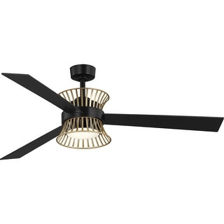 Bisbee Collection 55-in Three-Blade Matte Black Global Ceiling Fan with ...