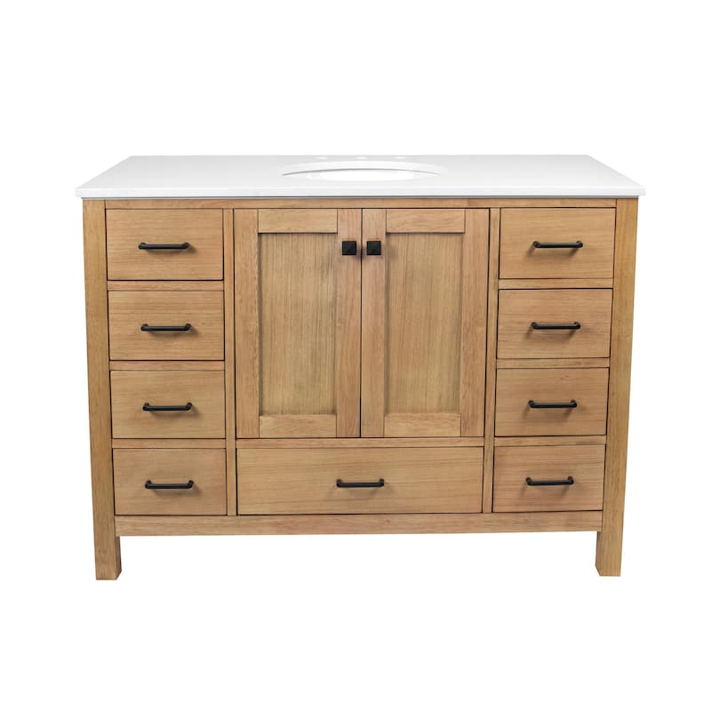 KitchenBathCollection Horizon 48" Bathroom Vanity with Engineered White Top