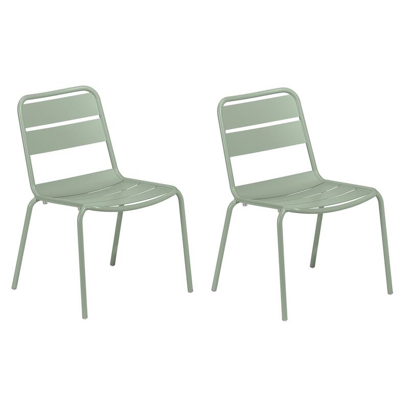 Oxford Garden Kapri 33-inch Coated Aluminum Frame Side Chair - Sage - Set of 2