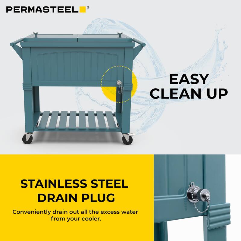 Permasteel 80-Qt Antique Furniture Style Rolling Patio Cooler