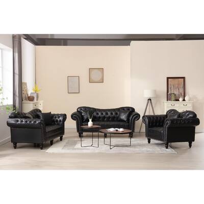 Luxury Classic America Chesterfield Camel Back Armchair Living Room Set Chair,Loveseat ,Sofa 3 PCS