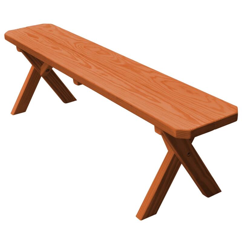 Pressure Treated Pine 6' Crossleg Bench - Redwood Stain