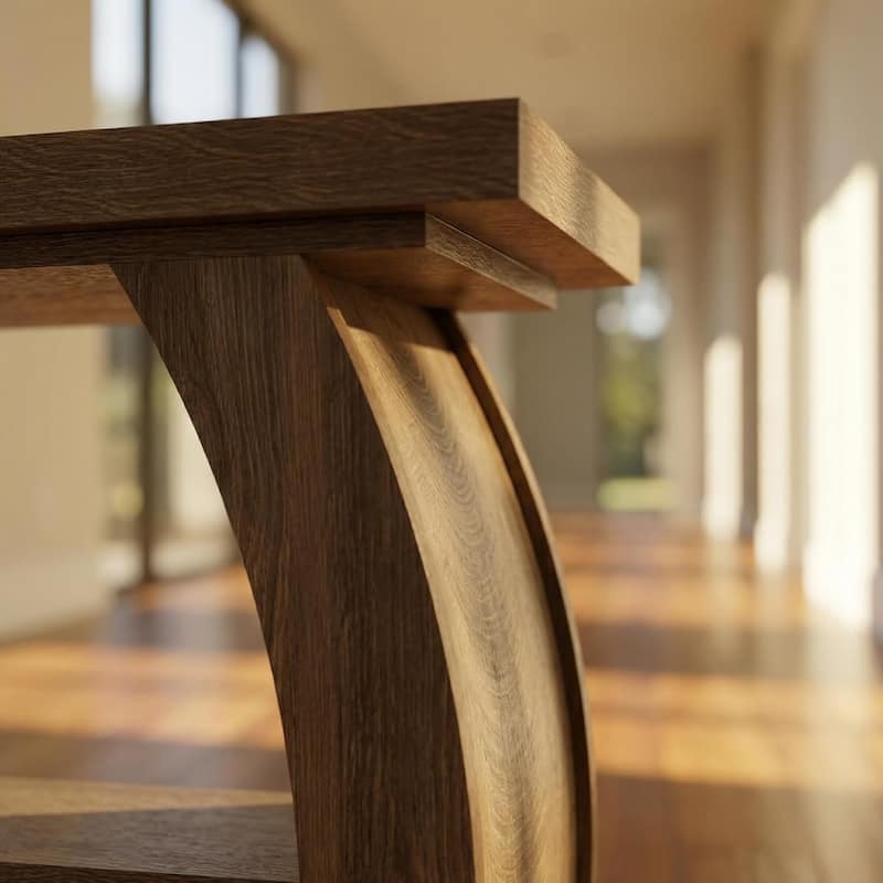 3-Tier Wooden End Table with Curved Frame, Farmhouse Narrow Bedside Table Side Table