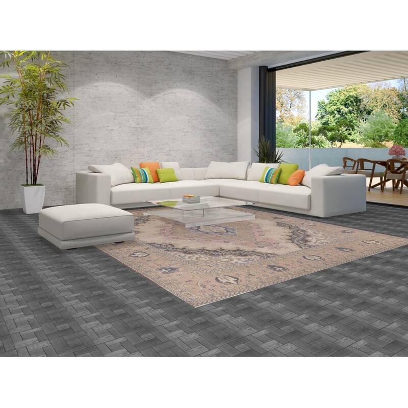 Tabriz Persian Vintage Area Rug Hand-Knotted Wool Carpet - 9'7" x 12'3"