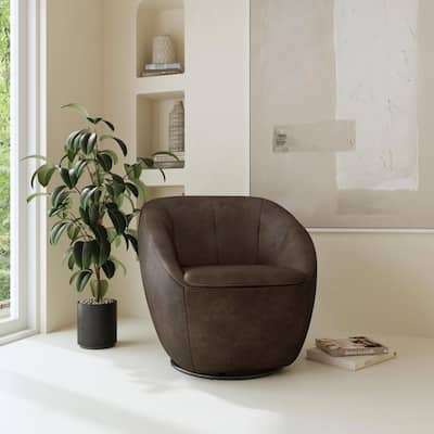 Wade Brown Top Grain Leather Swivel Chair by Flexsteel