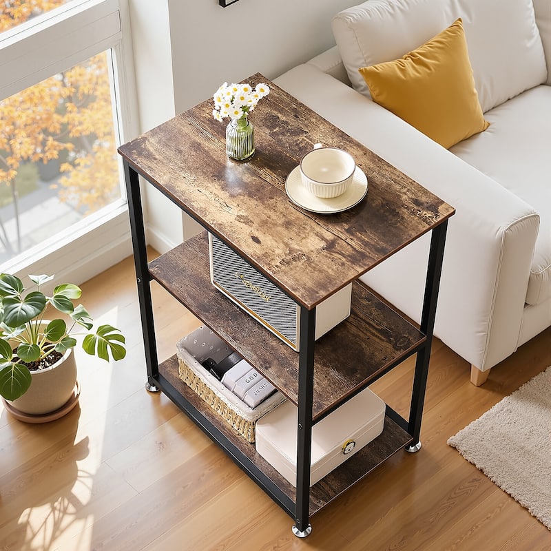 Javlergo Industrial End Side Tables Nightstand with 3-Tier Storage Shelf