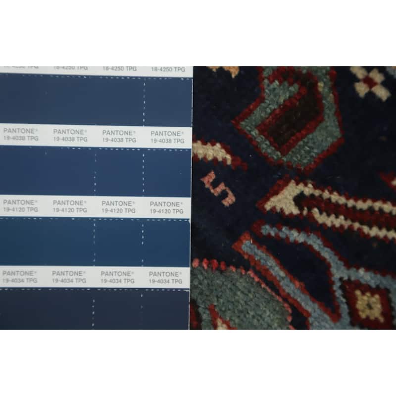 Hand Knotted Oriental 100% Wool Carpet Traditional Geometric Navy Blue & Blues Kazak Area Rug - 5' 2'' X 3' 10''